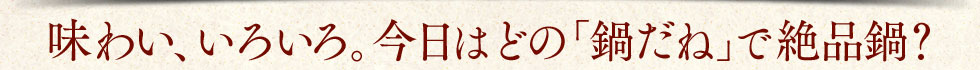 味わい、いろいろ。今日はどの「鍋だね」で絶品鍋？