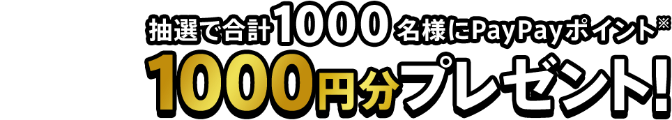 抽選で1000名様にPayPayポイント1000円分プレゼント！