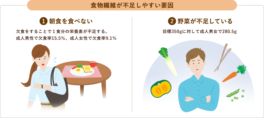 食物繊維が不足しやすい要因