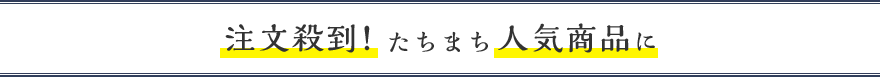 注文殺到！たちまち人気商品に