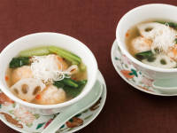 はんぺん鶏団子と小松菜の中華スープ
