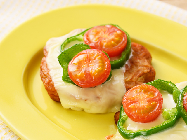 野菜てんぷらのピザ風トースター焼き