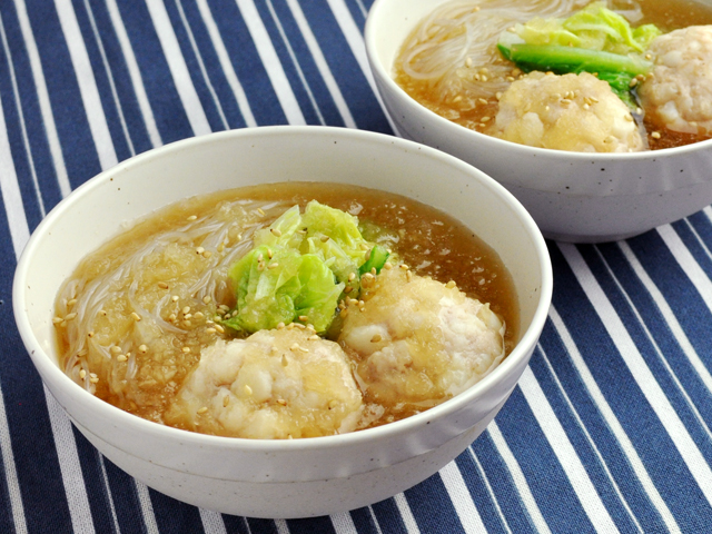 美味しい大根おろしつゆとはんぺん団子のみぞれ春雨スープのレシピ