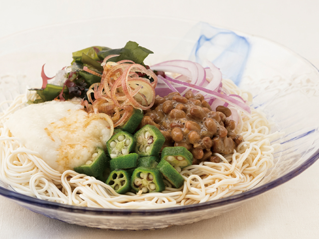 とうふそうめん風のネバとろサラダ麺