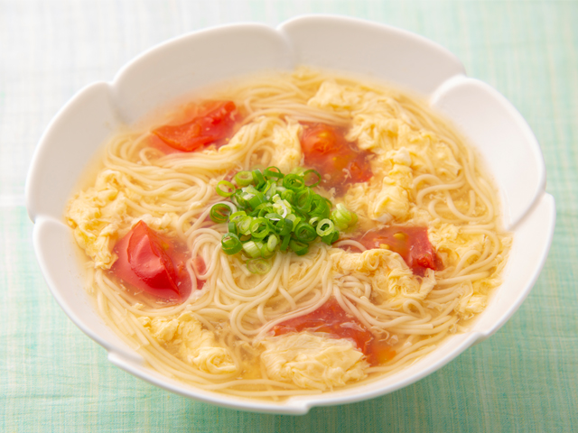 糖質0g麺のさっぱりかきたまにゅうめん風