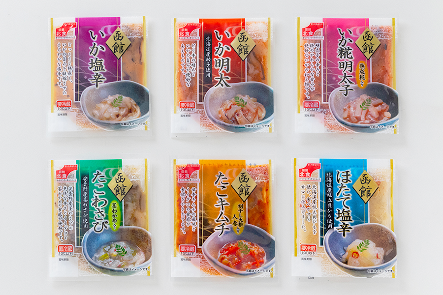 Our main products shiokara (salted seafood)