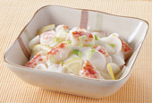 Potato salad with crab-flavored seafood