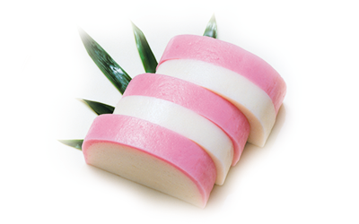 Red and white kamaboko