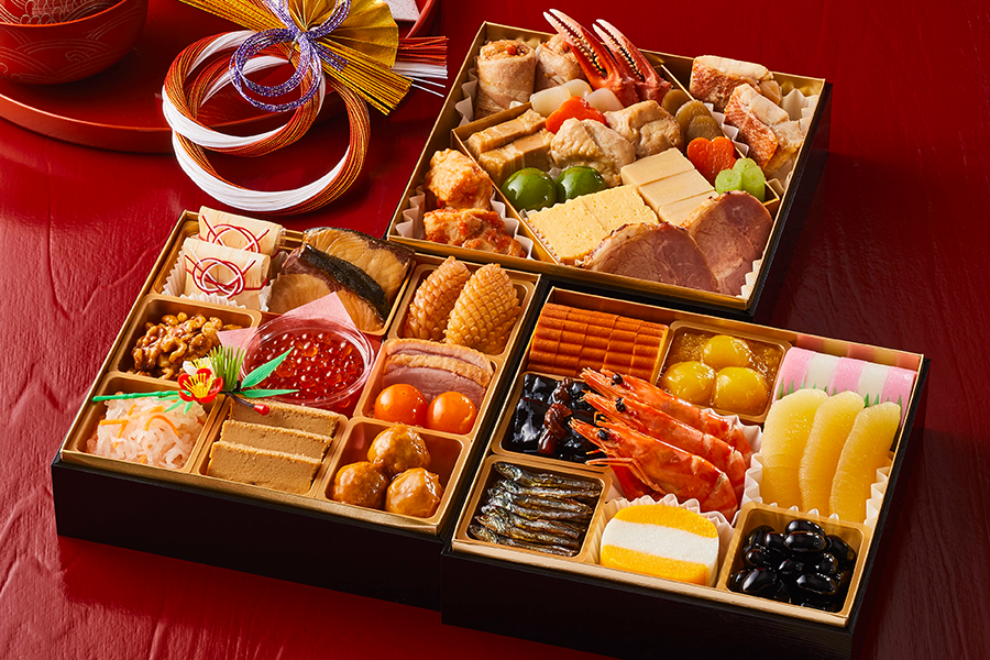 Osechi tiered food boxes