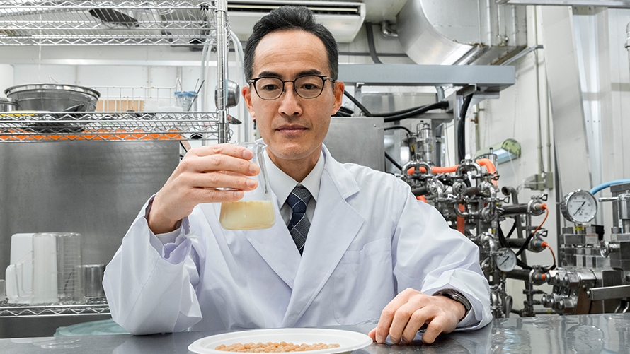 A researcher looking into the function of soybeans